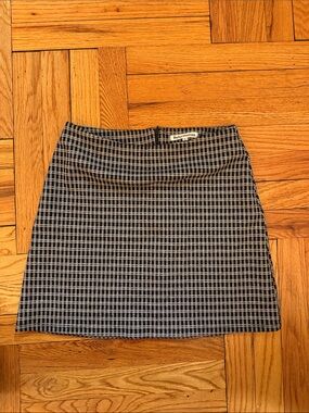 Reformation Black & White Mini Check A-Line Skirt